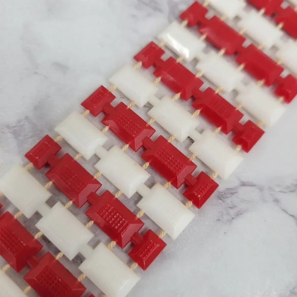 Vintage Poker Chip Red and White Plastic Belt with Gold Chain
